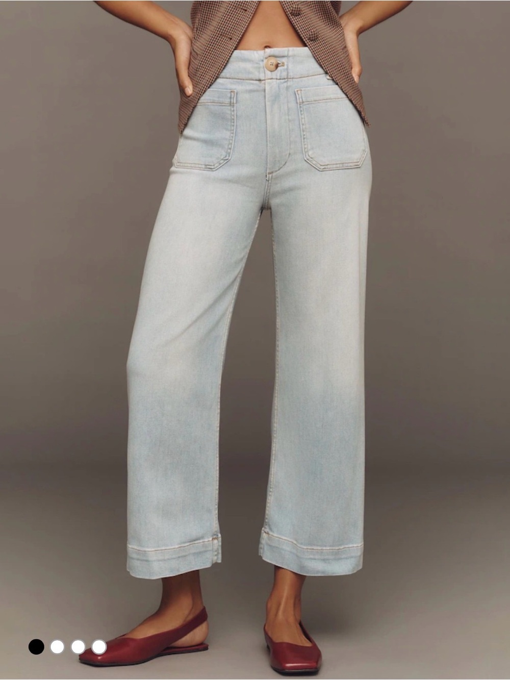 Anthropologie Blue Maeve Colette Denim Cropped Wide-Leg Jeans NWOT Size 23P $148